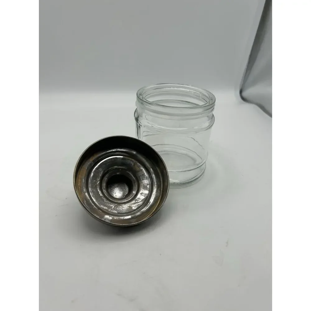 Small Herb Spice Stash Craft Glass Jar w/Plastic Seal & Pop Up Aluminum Lid